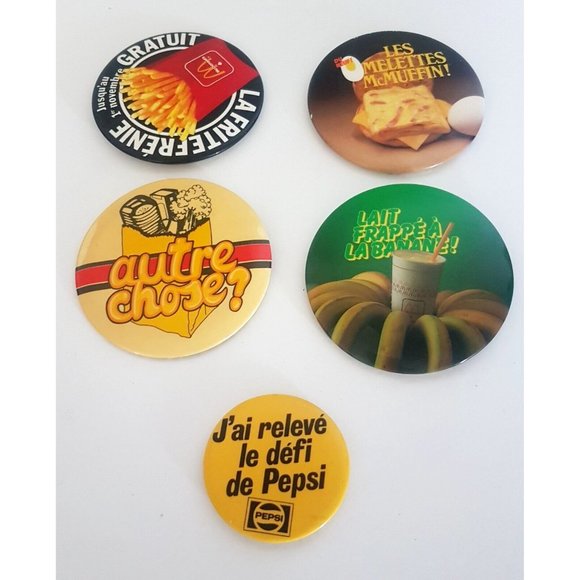 Vintage McDonalds FRENCH Pepsi Pin Back Button Advertisement Quebec Canada RARE - Picture 14 of 14